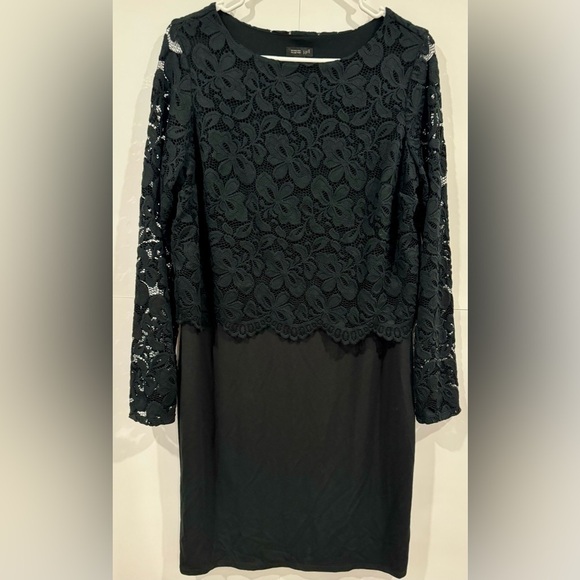 J.Jill Dress Wearever Collection Women Dress Lace Overlay Dress Black Size Small - Picture 2 of 9